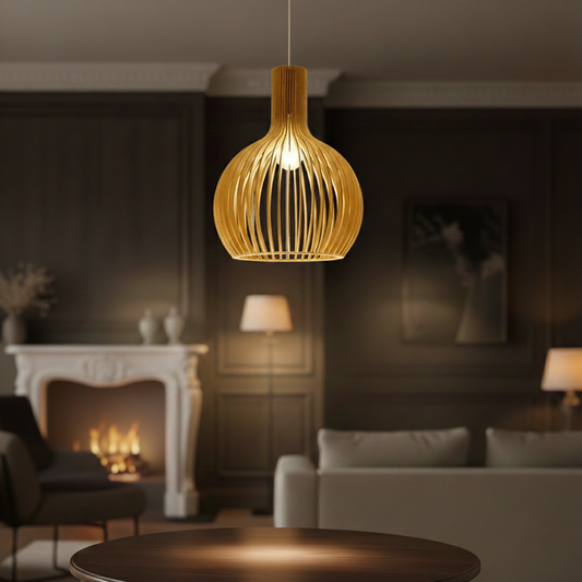 Tivora Scandinavian Wooden Birdcage Pendant Light