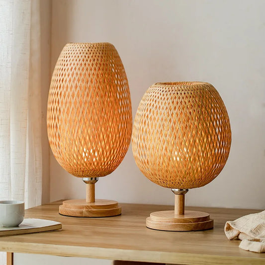 Tivora Solara Hand-Woven Bamboo Table Lamp